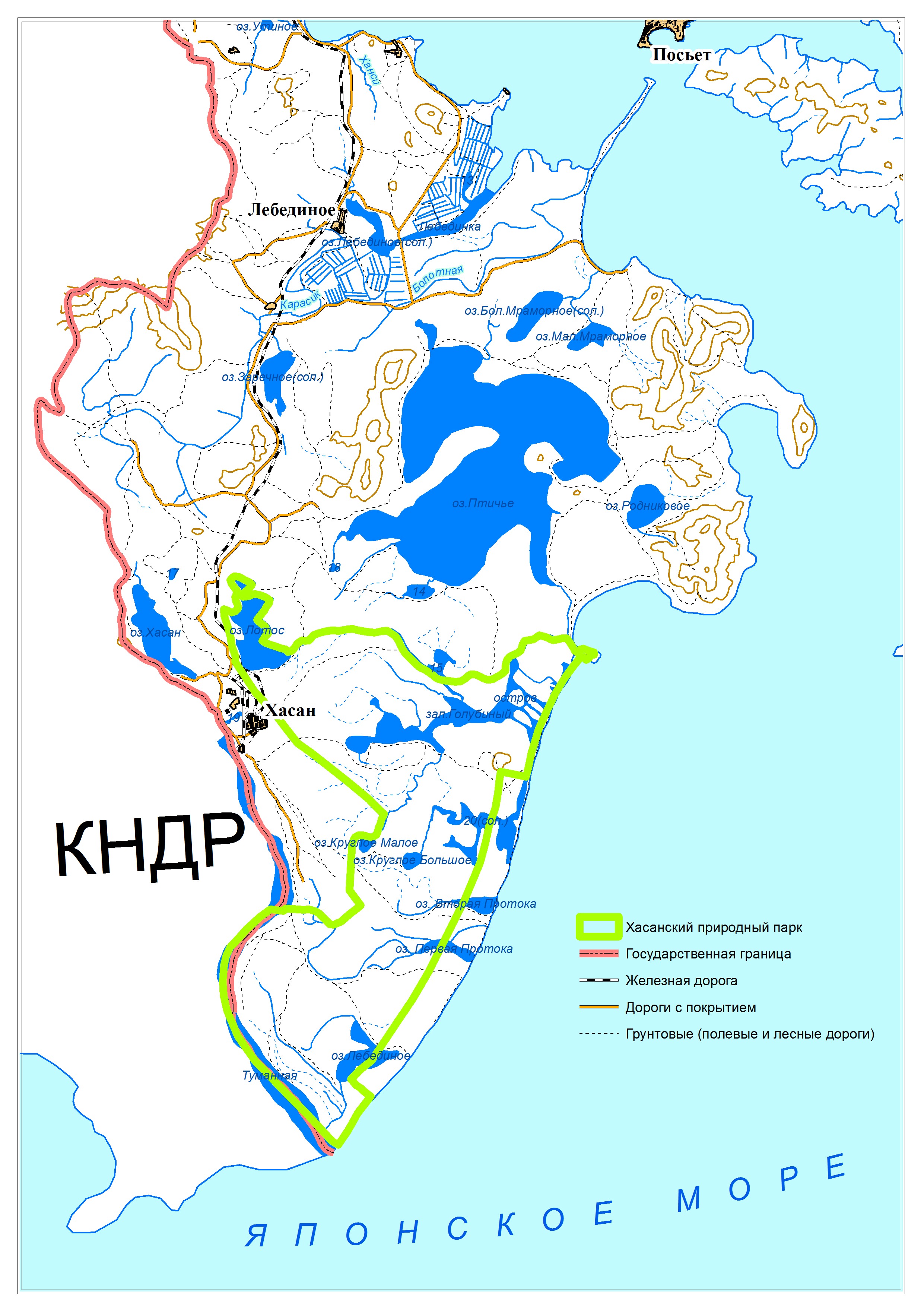 Bird lake area map on the Chinese and North Korean border